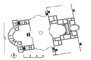 půdorys přízemí ( © B. Samek: Umělecké památky Moravy a Slezska, část 1. [A/I], Academia, Praha 1994)