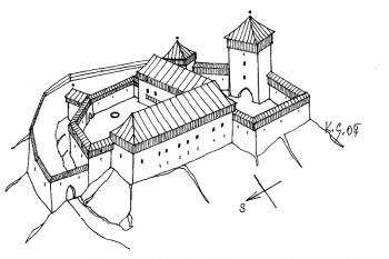 Nový Světlov – autorova  rekonstrukce podoby hradu z počátku 16. století (© Karel Světlík, 01/2010)
