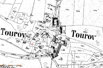 Tourov v mapě Pozemkového katastru ( © Český úřad zeměměřický a katastrální)