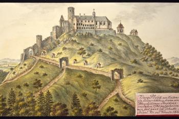 Hrad Bezděz na vedutě z roku 1823 (©  Ioann Anton)