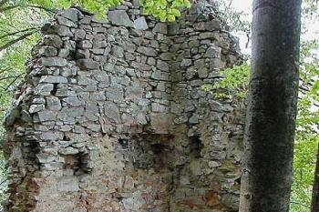 Zbytek vstupního stavení v zadním hradu ( © Roman Řezáč 09/2002)