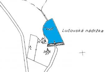 vyznačení nádrže na mapě katastru nemovitostí ( © Jan P. Štěpánek 09/2011)