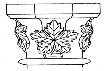 hlavice v presbytáři ( © František Bareš: Soupis památek historických a uměleckých v Království Českém, sv. 21 Politický okres mladoboleslavský, Archaelogická komise při České akademii císaře Františka Josefa pro vědy, slovesnost a umění, Praha 1905)