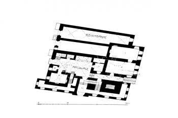 půdorys přízemí (© Gurlitt, Cornelius: Beschreibende Darstellung der älteren Bau- und Kunstdenkmäler des Königreichs Sachsen, Band 34. Amtshauptmannschaft Löbau, C. C. Meinhold & Sohne, Dresden 1910)