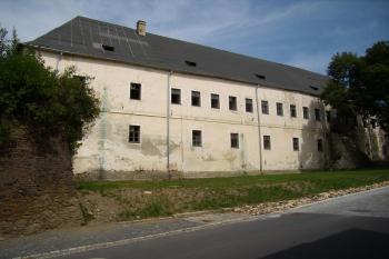 dolní zámek - pohled od jihu (provizorní krytina střechy) (08/2014)