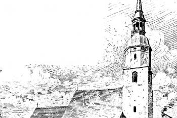 pohled od severu, stav před r. 1884 (© Gurlitt, Cornelius: Beschreibende Darstellung der älteren Bau- und Kunstdenkmäler des Königreichs Sachsen, Band 34. Amtshauptmannschaft Löbau, C. C. Meinhold & Sohne, Dresden 1910)