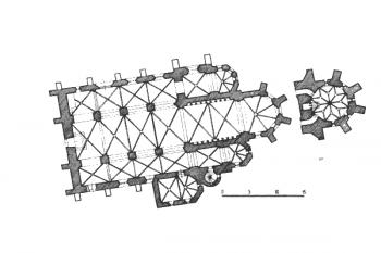 půdorys kostela ( © kol.: Umělecké památky Čech, část 2. [K/O], Academia, Praha 1978)