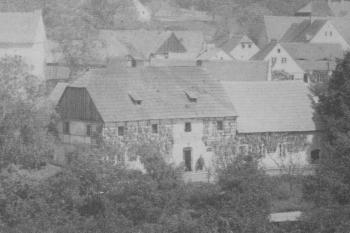 Pohled z věže kostel kolem roku 1890 (© Z knihy Pokorná, Libuše a kol. Litvínov v proměnách času. Litvínov: Dialog, 2003)
