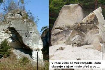 Rozpad skalní věže Harém (© ČHS 12/2011)