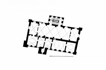 půdorys přízemí (© Gurlitt, Cornelius: Beschreibende Darstellung der älteren Bau- und Kunstdenkmäler des Königreichs Sachsen, Band 33. Bautzen (Stadt), C. C. Meinhold & Sohne, Dresden 1909)