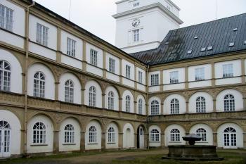 Pohled ze zámeckého nádvoří na jednu z věží (© D Dohňanský, 03/2014)