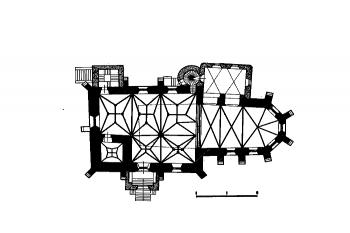 půdorys kostela (© kol.: Umělecké památky Čech, část 3. [P/Š], Academia, Praha 1980)