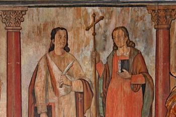 apoštolové Bartoloměj a Filip na severní stěně presbytáře (© Pavel Zany Komárek 2. 6. 2011)