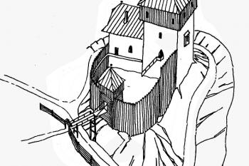 Libosváry - autorova vize sídla z 2. poloviny 14. století (© Karel Světlík, 02/2012)