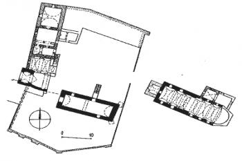 půdorys areálu v úrovni přízemí (sklepu hlavní budovy) ( © L. Jan, V. Jesenský, M. Plaček)
