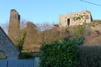 Glanworth. Pohled na hrad od jihu. Nalevo stojí latrínová věž, starý palác je napravo. (© Pavel Semple, 03/2012)
