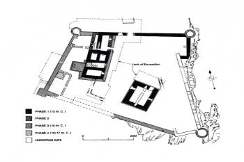 Glanworth, půdorys. (© Conleth Manning, The History and Archaeology of Glanworth Castle, Co. Cork: Excavations 1982-4, nakladatelstvi Castle Print Ltd, Galway, 2009)