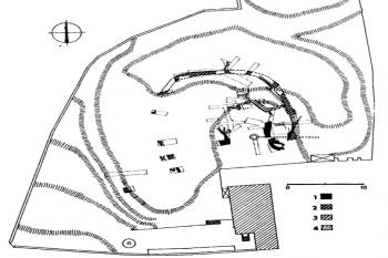 půdorys hradu s výsledky archeologického výzkumu (© T. Durdík: Ilustrovaná encyklopedie českých hradů, Libri, Praha 1999)