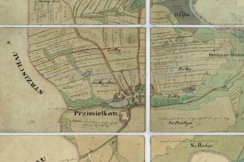 indik skica z r.1835 zachycuje dvůr se 4 zděnými /červeně jižně od rybníku/ budovami,severní je daná sýpka,východní souč.dům čp.1 (© D Dohňanský, 11/2015)