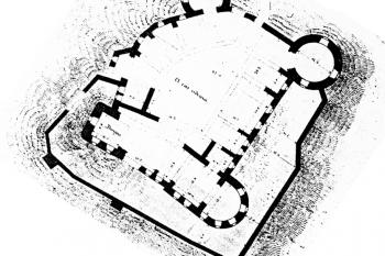 Historický půdorys z poslední třetiny 19. století (© M. Plaček, M. Bóna: Encyklopedie slovenských hradů, Libri, Praha 2007)