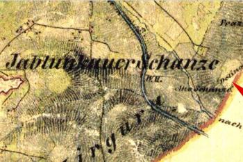 Vyznačení místa šancí na II. vojenském mapování z první poloviny 19. století (© 1st (2nd ) Military Survey, Section No. xy, Austrian State Archive/Military Archive, Vienna)