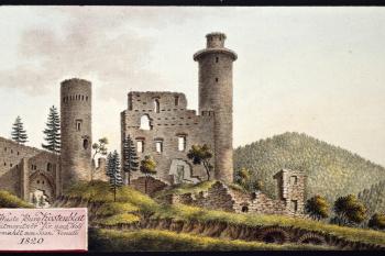 Hrad na obraze I.A.Venuta z roku 1820 (© Ing. Karel Kubín, 09/2017)
