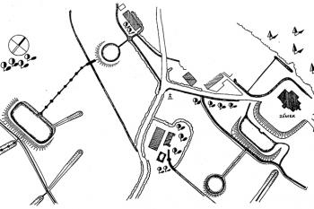Plán samoty a zámku z r. 1893 (© Hrady, zámky a tvrze okresu Tachov, Z. Procházka a J. Úlovec, Okresní muzeum v Tachově 1988)