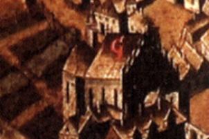 klášter na výřezu z veduty neznámého autora z roku 1670 (© sbírky Slováckého muzea (in kol.: Uherské Hradiště, královské město na řece Moravě, Město Uherské Hradiště, 2007))