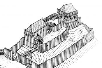 Mladkovský hrádek - pokus o možnou rekonstrukci hrádku (© Zdeněk Fišera 2011)
