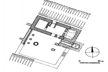 půdorys tvrze ( © M. Plaček podle V. Fialové (in Ilustrovaná encyklopedie moravských hradů, hrádků a tvrzí, Libri, Praha 2001))