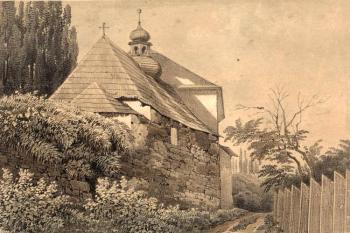 Špitál s kaplí v polovině 19. století (© SOA Frýdek - Místek)