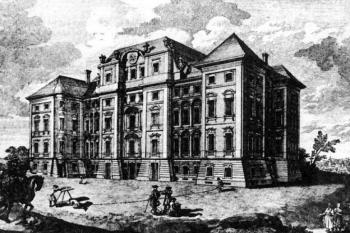 vstupní průčelí - rytina ( © A. Delsenbach, cca 1720)