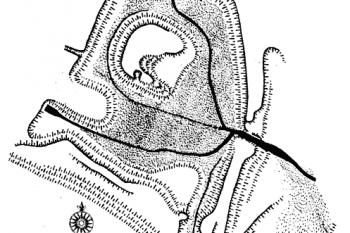 současný stav tvrziště (© Z. Fišera (in kol.: Encyklopedie českých tvrzí, III. díl [S-Ž], ARGO, Praha 2005))