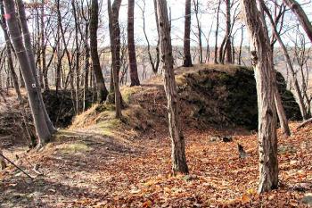 druhý (v pozadí) a třetí (vpravo) šíjový příkop (počítáno po šíji směrem k jádru) ( © Pavel Zany Komárek 28/10/2002)