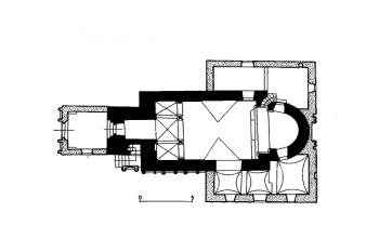 půdorys kostela (© kol.: Umělecké památky Čech, část 1. [A/J], Academia, Praha 1977)
