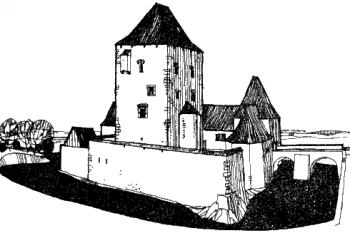 rekonstrukce tvrze v 17. století ( © F. Kašička (in T. Durdík: Ilustrovaná encyklopedie českých hradů - Dodatky 2, Libri, Praha 2005))
