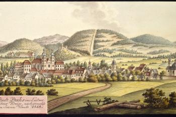 Duchcov na obr. I.A.Venuta z r. 1818 (© Ing. Karel Kubín, 09/2017)