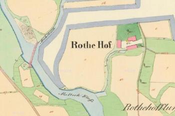 Areál dvora na Císařském povinném otisku map stabilního katastru Čech z r. 1827. (http://archivnimapy.cuzk.cz)