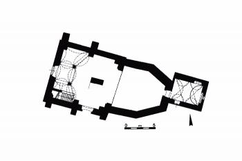 půdorys kostela (© FIRON, Martin. Církevní památky v Havlíčkově Brodě, Muzeum Vysočiny Havlíčkův Brod, Havlíčkův Brod 2024)