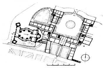 situační schema ( © in Ludvík Loos: Průzkum barevnosti zámku Jaroměřice nad Rokytnou, Průzkumy památek 1998/I)