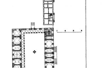 půdorys areálu ( © B. Samek: Umělecké památky Moravy a Slezska, část 1. [A/I], Academia, Praha 1994)