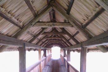 Vnitřek s konstrukcí zastřešení ( © Jan Večeřa 04/2015)
