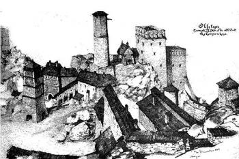 hypotetická rekonstrukce, pohled od jihu ( © Jan Gumowski, 1934)