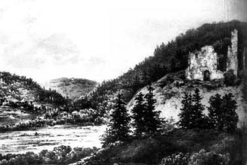 kresba hradu z poloviny 19. století ( © Napoleon Orda, cca 1840)
