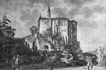 pohled od západu na konci 18. století ( ©  Zygmunt Vogel, 1787)