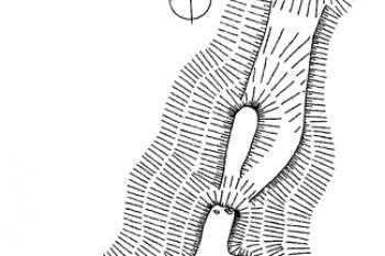 terénní náčrt (© M. Plaček: Ilustrovaná encyklopedie moravských hradů, hrádků a tvrzí. Dodatky, Libri, Praha 2007)