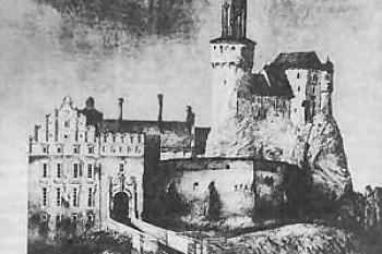 pohled z poloviny 17. století (Jolanta Fidura : Zamki i inne warownie Wyżyny Krakowsko-Częstochowskiej)