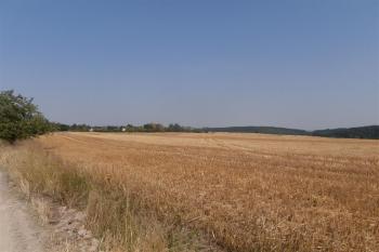 Pohled od západu na pole se sotva znatelnými zbytky valu (© Prudký Martin, 08/2015)