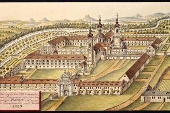 Klášter Doksany na obr. I.A.Venuta z r. 1823 (© Ing. Karel Kubín, 09/2017)