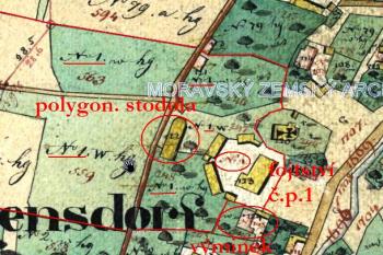 mapa stabilního katastru obce Hodslavice z roku 1833 ( © Ondřej Štěpánek 08/2015)